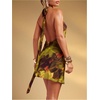 image:imageFloerns Womens Tie Dye Cowl Neck Dress Vacation Backless Halter Mesh Mini DressGreen Multi