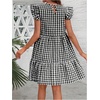 image:imageFloerns Womens Tiered Ruffle Gingham Short Dress Cap Sleeve Vacation A Line DressesBlack