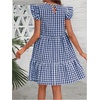 image:imageFloerns Womens Tiered Ruffle Gingham Short Dress Cap Sleeve Vacation A Line DressesBlue and White