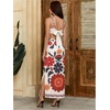 image:imageFloerns Womens Tropical Bow Tie Back Long Dress Sleeveless Split Vacation Maxi DressBeige Floral