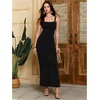 image:imageFloerns Womens Tropical Bow Tie Back Long Dress Sleeveless Split Vacation Maxi DressBlack