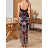 image:imageFloerns Womens Tropical Bow Tie Back Long Dress Sleeveless Split Vacation Maxi DressBlack and Red