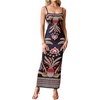 image:imageFloerns Womens Tropical Bow Tie Back Long Dress Sleeveless Split Vacation Maxi DressBlack and Red