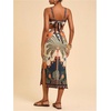 image:imageFloerns Womens Tropical Bow Tie Back Long Dress Sleeveless Split Vacation Maxi DressDark Blue