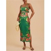 image:imageFloerns Womens Tropical Bow Tie Back Long Dress Sleeveless Split Vacation Maxi DressGreen Red