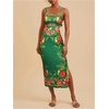 image:imageFloerns Womens Tropical Bow Tie Back Long Dress Sleeveless Split Vacation Maxi DressGreen Red
