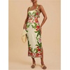 image:imageFloerns Womens Tropical Bow Tie Back Long Dress Sleeveless Split Vacation Maxi DressWhite Red