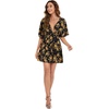 image:imageFloerns Womens Tropical Floral Plunging V Neck Tie Open Back Summer Short DressBlack Brown