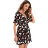 image:imageFloerns Womens Tropical Floral Plunging V Neck Tie Open Back Summer Short DressBlack Red Floral