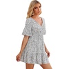 image:imageFloerns Womens Tropical Floral Plunging V Neck Tie Open Back Summer Short DressBlack and White
