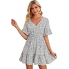 image:imageFloerns Womens Tropical Floral Plunging V Neck Tie Open Back Summer Short DressBlack and White