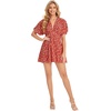 image:imageFloerns Womens Tropical Floral Plunging V Neck Tie Open Back Summer Short DressDitsy Burgundy