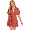 image:imageFloerns Womens Tropical Floral Plunging V Neck Tie Open Back Summer Short DressDitsy Burgundy