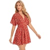 image:imageFloerns Womens Tropical Floral Plunging V Neck Tie Open Back Summer Short DressDitsy Burgundy