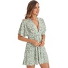 image:imageFloerns Womens Tropical Floral Plunging V Neck Tie Open Back Summer Short DressDitsy Green
