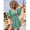 image:imageFloerns Womens Tropical Floral Plunging V Neck Tie Open Back Summer Short DressGreen