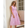 image:imageFloerns Womens Tropical Floral Plunging V Neck Tie Open Back Summer Short DressPink