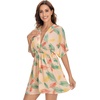 image:imageFloerns Womens Tropical Floral Plunging V Neck Tie Open Back Summer Short DressPink Multi