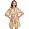 image:imageFloerns Womens Tropical Floral Plunging V Neck Tie Open Back Summer Short DressPink Multi