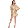 image:imageFloerns Womens Tropical Floral Plunging V Neck Tie Open Back Summer Short DressPink Multi