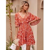 image:imageFloerns Womens Tropical Floral Plunging V Neck Tie Open Back Summer Short DressRed Floral
