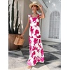 image:imageFloerns Womens Tropical Floral Plunging V Neck Tie Open Back Summer Short DressRed and White