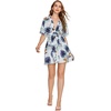 image:imageFloerns Womens Tropical Floral Plunging V Neck Tie Open Back Summer Short DressWhite Multi