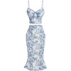 image:imageFloerns Womens 2 Piece Outfit Floral Print Tie Front Cami Top with Skirt SetBlue and White