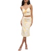image:imageFloerns Womens 2 Piece Outfit Floral Print Tie Front Cami Top with Skirt SetYellow