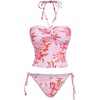 image:imageFloerns Womens 2 Piece Swimsuits Floral Ruched Halter Bikini Tie Side Bathing SuitCoral Pink