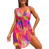 image:imageFloerns Womens Boho Floral Print Cover Up Dress Summer Sleeveless V Neck Short Dresses SwimwearHot Pink
