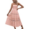 image:imageFloerns Womens Boho Tube Top Strapless Flowy Midi Dress Sleeveless Ruffle Hem Vacation DressesPink
