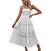 image:imageFloerns Womens Boho Tube Top Strapless Flowy Midi Dress Sleeveless Ruffle Hem Vacation DressesWhite
