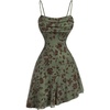 image:imageFloerns Womens Butterfly Ruched Beach Summer Dress Asymmetrical Cami Short DressArmy Green