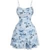 image:imageFloerns Womens Butterfly Ruched Beach Summer Dress Asymmetrical Cami Short DressBlue