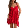 image:imageFloerns Womens Cocktail Tie Shoulder Mini Dress Sleeveless Layered Ruffle Cami SundressRed