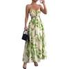 image:imageFloerns Womens Cut Out Tie Back Boho Maxi Dress Spaghetti Strap Beach Vacation Tiered Long DressesGreen