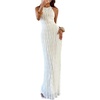 image:imageFloerns Womens Elegant Backless Halter Dress Tie Neck Sleeveless Vacation Maxi DressesWhite