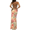 image:imageFloerns Womens Floral Boho Maxi Dress Lace Up Backless Fishtail Summer Beach Long DressesYellow