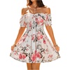 image:imageFloerns Womens Floral Print Off Shoulder Ruffle Puff Sleeve Smocked Short DressMulticolor