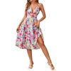 image:imageFloerns Womens Floral Print Spaghetti Strap Cami Dress Backless Tiered Ruffle Midi DressesBlue Multi