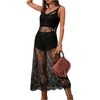 image:imageFloerns Womens Floral V Neck Lace Dress Y2k Sleeveless Concert Outfits Long DressesBlack Lace