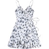 image:imageFloerns Womens Floral V Neck Ruffle Trim Cami Dress Tie Wrap Vacation A Line DressesWhite Multi