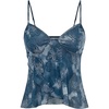 image:imageFloerns Womens Paisley Print Sleeveless Sheer Lettuce Trim V Neck Cami TopsBlue Ink