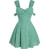 image:imageFloerns Womens Plaid Ruched Bust Sleeveless Vintage Bowknot Pleated Short DressesGreen