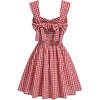 image:imageFloerns Womens Plaid Ruched Bust Sleeveless Vintage Bowknot Pleated Short DressesRed