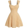 image:imageFloerns Womens Plaid Ruched Bust Sleeveless Vintage Bowknot Pleated Short DressesYellow