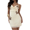 image:imageFloerns Womens Starfish Sleeveless Cami Dress Criss Cross Tie Back Knitted Beach Mini DressesApricot Tropical