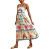 image:imageFloerns Womens Summer Boho Spaghetti Strap Maxi Dresses Shirred Beach Dress Flowy SundressWhite