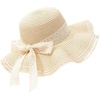 image:imageFloerns Womens Summer Bow Tie Straw Hats Wide Brim Foldable Sun Protection Floppy Beach HatBeige